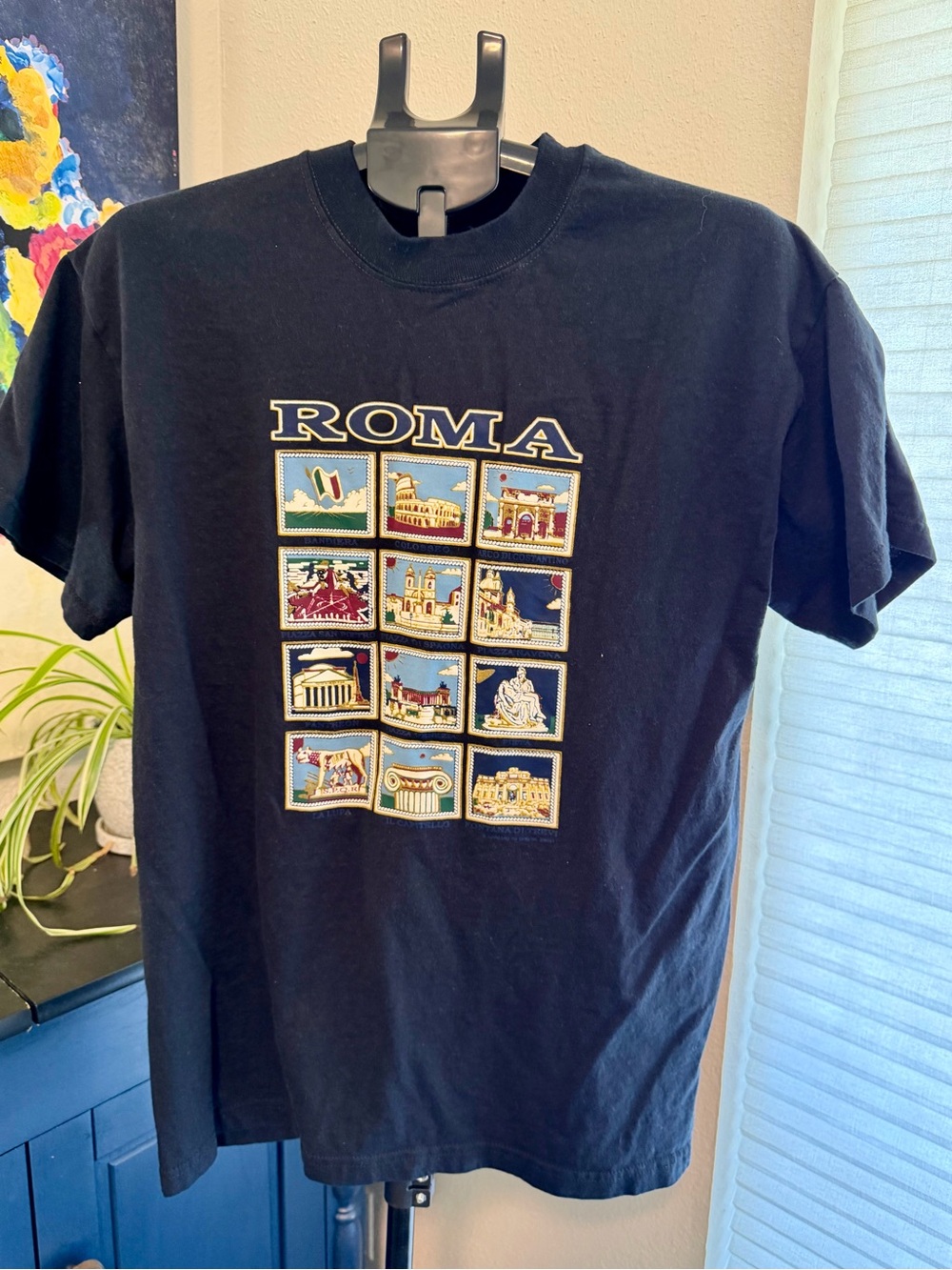 Rome Italy Graphic Souvenir T Shirt Landmarks Navy Large